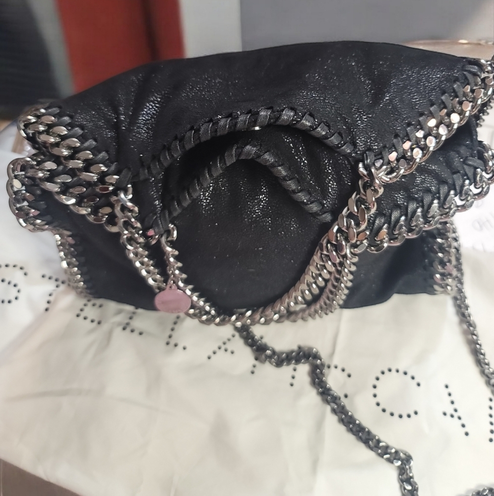Stella McCartney Black Shaggy Deer Falabella Chain Crossbody Bag - Picture 9 of 16